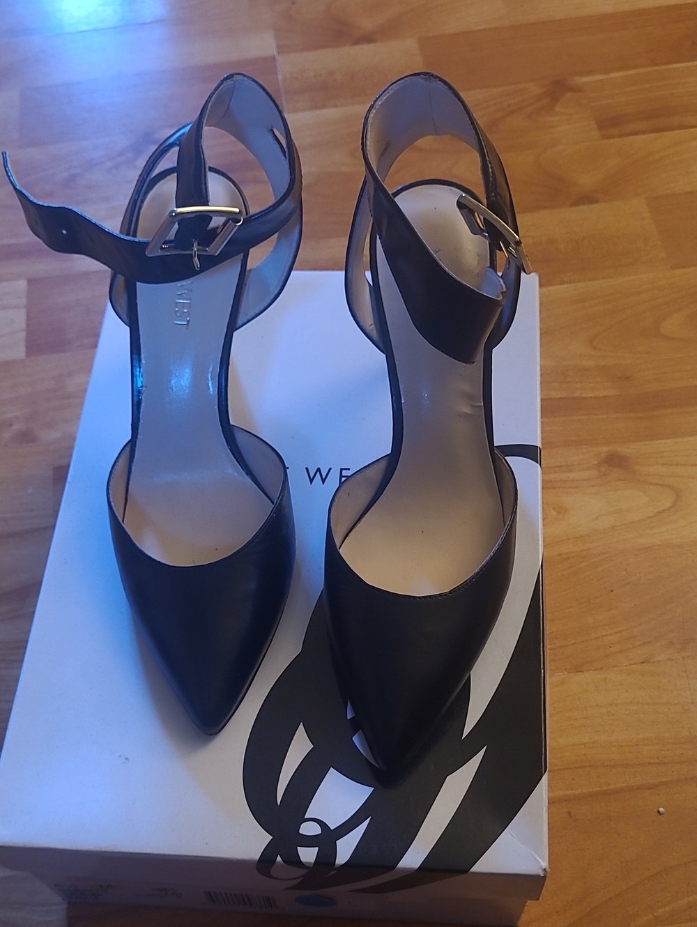 Nine West Black Pointed Ankle-Strap Pumps